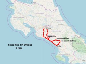 Map Costa Rica 9 days