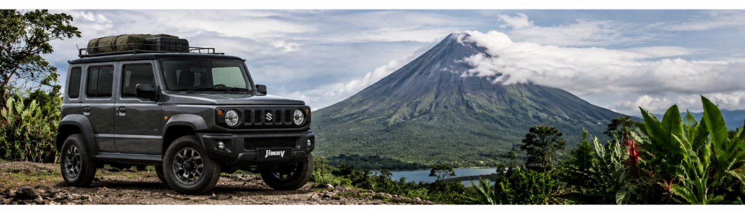 Suzuki Jimny und Vulkan Arenal Suzuki Jimny vor Vulkan Arenal